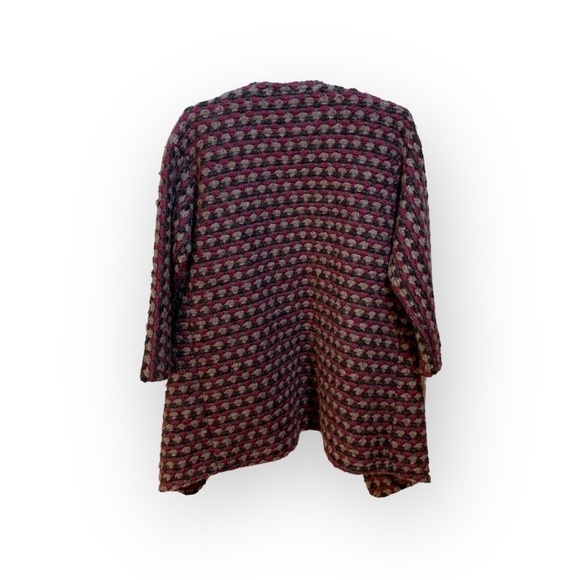 Joeleen Torvick Chunky Woven Jacket in Maroon Charcoal and Grey- Size S - Picture 2 of 8